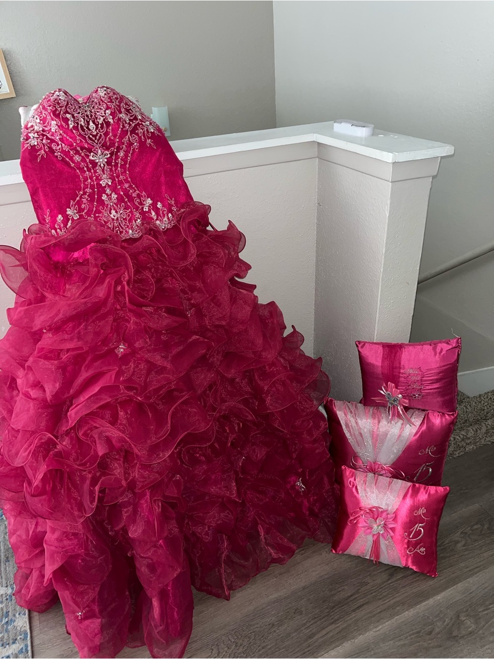 Quinceañera Dress Fuschia Ruffled Party Dress with Embellished Bodice